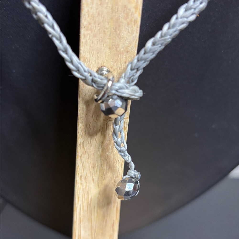 Silver Bib Macrame Statement Modernist Necklace - image 4